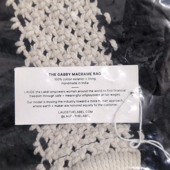 NWT Curateur x Laude The Label Gabby Mini Macrame Bag Wooden Handle Bi-Color - Picture 4 of 5